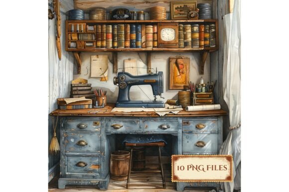 Download Vintage Sewing Room Scrapbook Background - Scrapbook Collection
